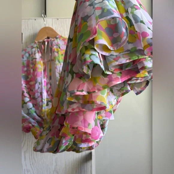 Kate Spade Colorful Floral Dots Beach Cover Up  MIDI Dress - Picture 11 of 11